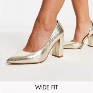 ASOS DESIGN Wide Fit Winston d'orsay high heel shoes in gold